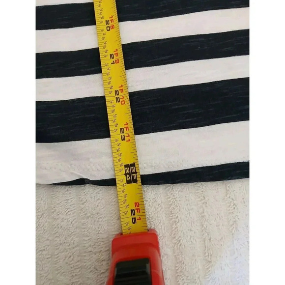 Level Eigth Womens Top Size Large Striped White Navy Scoop Neck Short Sleeve - Picture 9 of 14